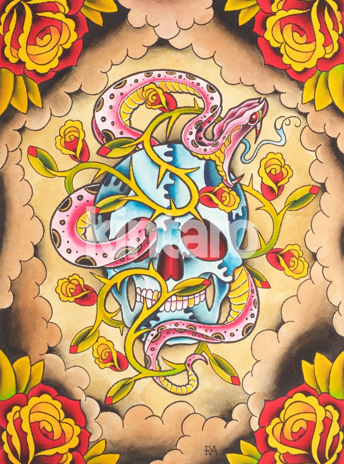 Skull \u0026 Snake, image size:1113x1500